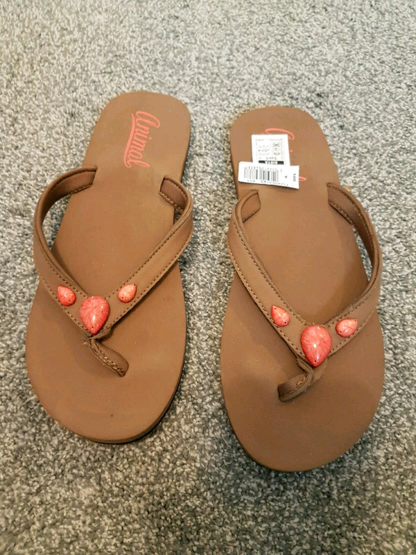 animal flip flops size 5